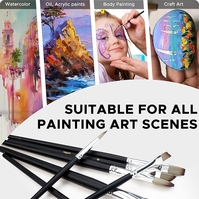 Bougimal 25-Piece Professional Paint Brush Set, Perfect for Acrylic, Oil, Watercolor & Gouache Painting, Includes Canvas Roll-Up Case & Palette Knife - Ideal Art Supplies Gift Set