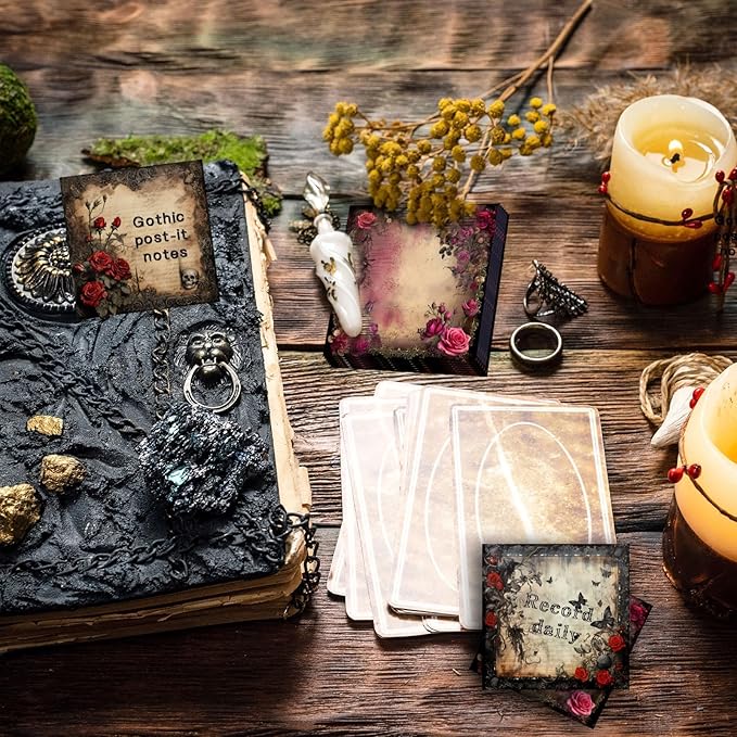 16 Pieces Halloween Gothic Style Sticky Notes Self-Adhesive Gothic Style Design Note Pads Gothic Style Sticky Memo Notes for School Office Home Supplies Students Teachers Gift