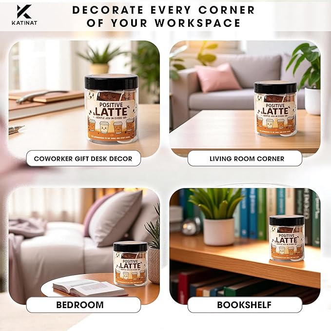 Positive Latte Affirmation Jar – 60pcs Cute Emotional Support Lattes – Coffee Gifts for Women, Men– Birthday Gift, White Elephant Gift for Coworker, Boss, Nurse, Teacher, Teens, Back to School Gifts