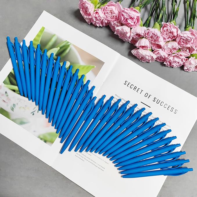 Aozora Pens Bulk 30 Pack Blue Click Pen No Bleed Wholesale Retractable Ballpoint Pens Medium Point,Smooth Ink Pen for Journaling School Office Supplies 1.0MM Blue Ink