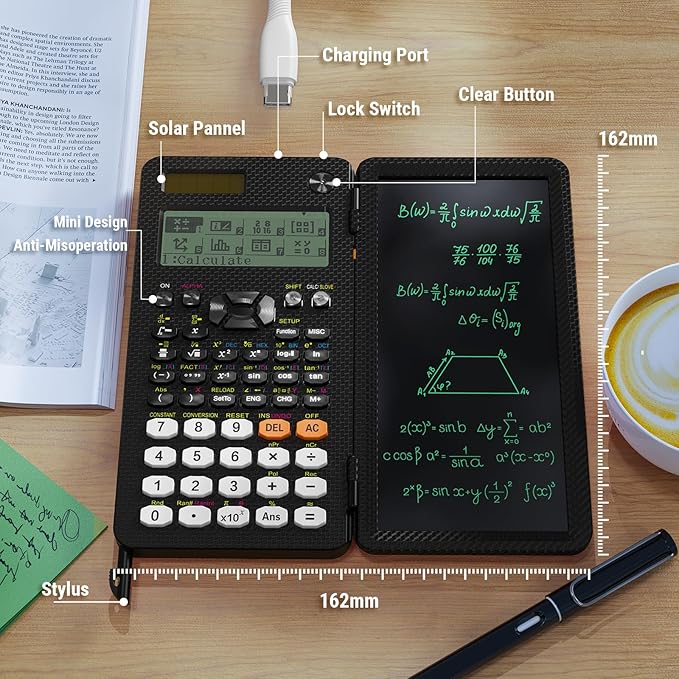 991EX 552 Functions Desktop ROATEE Scientific Calculator Rechargeable & Solar Power, Multiview 6-Line Display with Erasable LCD Writing Tablet for High School College Graduate Student and Researchers