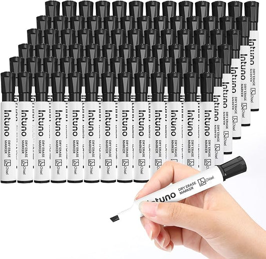 Dry Erase Markers, 96 Count Black, Chisel tip, Low-Odor, Perfect for Office, Teaching, Meeting, Presentation, Classroom, Home
