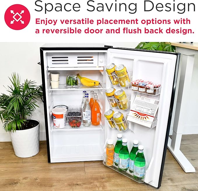 FRIGIDAIRE EFR376-BLACK 3.1 Cu Ft Black Retro Bar Fridge with Side Bottle Opener