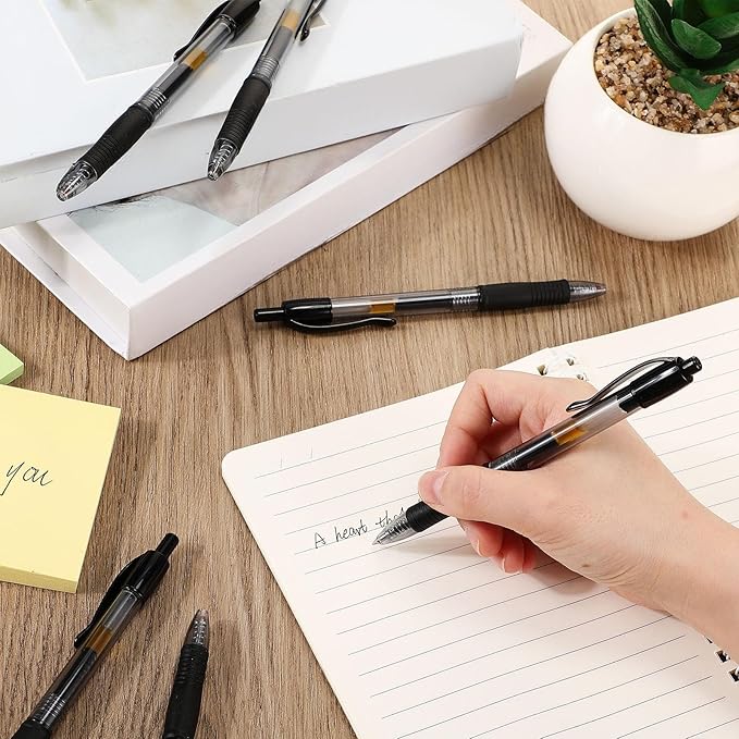 Jetec 300 Pcs Premium Gel Roller Pens Bulk, Fine Point 0.7 mm, Retractable Gel Ink Roller Ball Pens for Writing Journaling Taking Notes Office (Black)