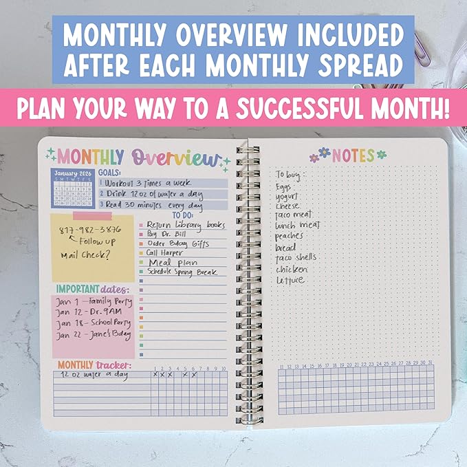 2 Year Monthly Planner 2026-2027 - 2 Year Planner 2026-2027, Monthly Calendar 2026-2027, Calendar Book, Pink Calendars, Planners & Organizers