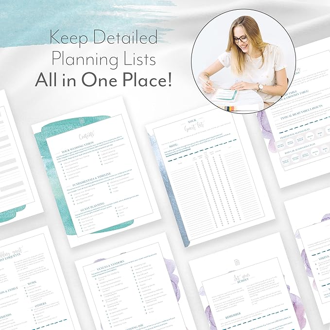 Your Perfect Day Wedding Planner Book and Organizer - Wedding Planner Book - Bridal Planning Binder with Countdown Calendar - Bride Gifts - (WATERCOLOR)