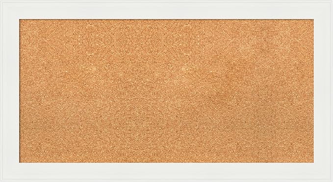 Amanti Art Natural Cork Board for Wall, 19x35 Vision Board with White Frame, Medium Corkboard Office Decor for Home Organization, Casual Corkboard Pinboard to Display Items for Home Organization in