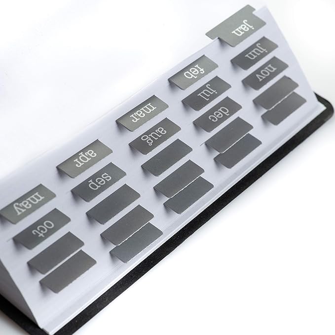 DiverseBee Laminated Planner, 24 Peel and Stick Tabs (12 Month, 12 Blank), Retro Monthly Dividers