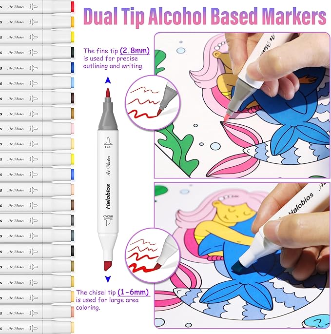 168 Colors Fine & Chisel Alcohol Markers, Dual Tip Art Markers Alcohol Marker Set with Case, Marker for Adults Kids Coloring Artists Drawing Sketching Card Making and Illustration