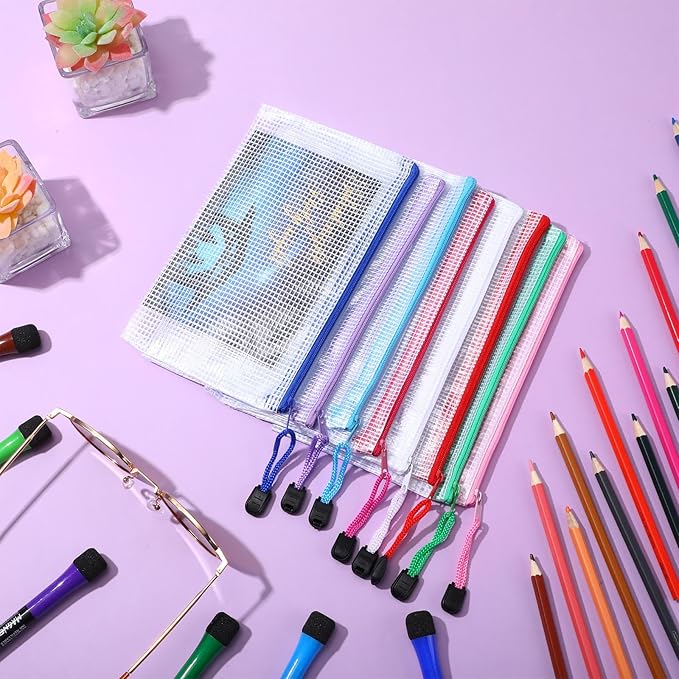 Jetec 32 Pcs Mesh Zipper Bags Toy Storage Bikini Organizer Bag Bolsas Para Guardar Trajes De Baño Waterproof Zipper Reusable Pouch Puzzle Multipurpose for Storage Office(Classic Color,7.5 x 5 Inch)