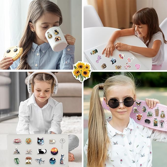 100Pcs Water Bottle Stickers for Kids, Cute Stickers, Waterproof Aesthetic Vinyl Cute Sticker for Kids Teens Girls Adults, for Water Bottle Laptop Luggage