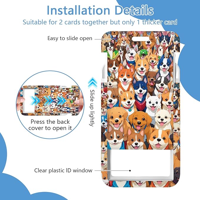 Puppy Dog Lanyard with Id Holder, Cute ID Badge Holder with Retractable Lanyard, ID Holder with Badge Reel Clips, Animal Keychain Name Tag ID Card Holder Teacher Women Doctor Office Gift