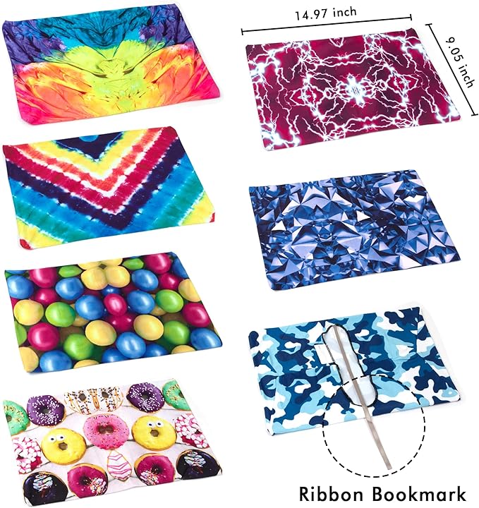 7 Pack Jumbo Feela Stretchable Fabric Book Covers, Washable Durable Reusable Nylon Covers for Hardcover Textbooks Notebooks up to 9'x11'