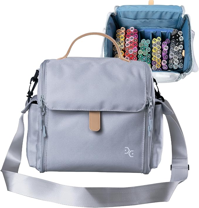 Togood Storage Tote Bag for Marker Pens Brush Pen Coloring Pencils Books Art and Crafts Supplies Tools Cosmetics, at Least 150 Pens (Grey)