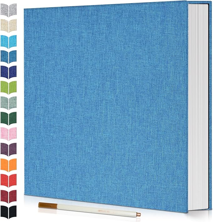 Photo Album Self Adhesive Scrapbook,Large Photo Book for 4x6,5x7,8x10 Pictures,DIY Album for Baby Wedding Family Travel Birthday,with Metallic Pen and Scraper