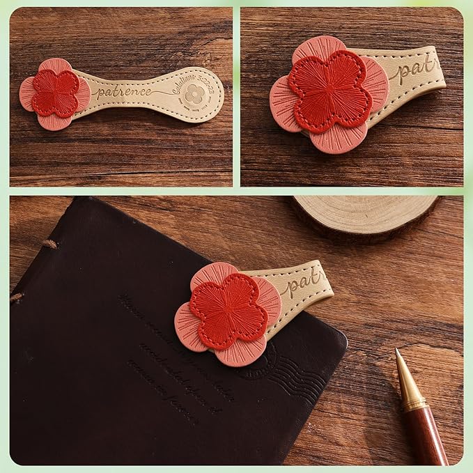 3 PCS Fruit of Spirit Magnetic Leather Bookmarks, Floral Patterns (Patience Kindness Goodness) of Galatians, Bible-Inspired Page Markers, Double-Sided, Gift for Book Lovers, Students, Book Accessories