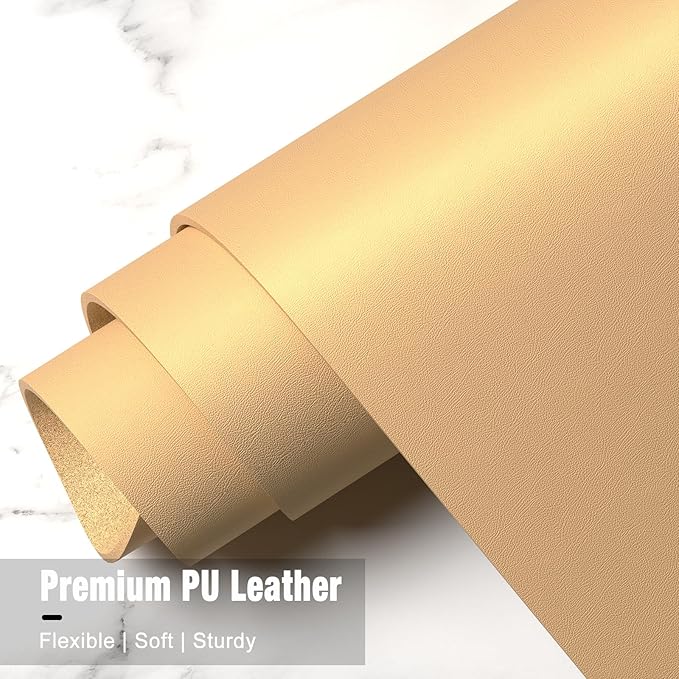 Hsurbtra Desk Pad, 35.5" x 17" PU Leather Desk Mat, XXL Extended Mouse Pad, Waterproof Desktop Blotter Protector, Non-Slip Ultra Thin Large Laptop Keyboard Writing Mat for Office Home, Earth Yellow