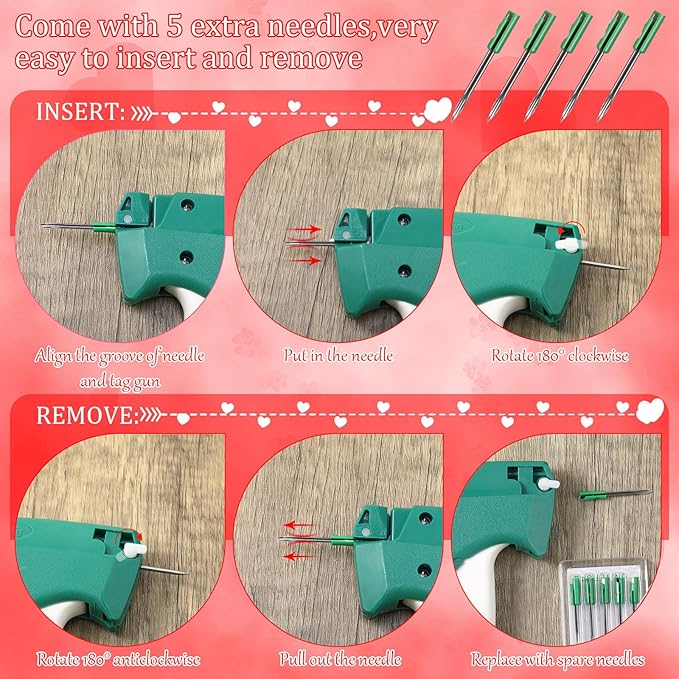 Chumia 3576 Pcs Stitch Tag Gun for Clothes, Quick Clothing Fixer, Tagging Gun with 3000 Barbs, 5 Needles and 100 Price Tags, Sewing Kit for Retail Stores, Garage Yard Sales(Red)