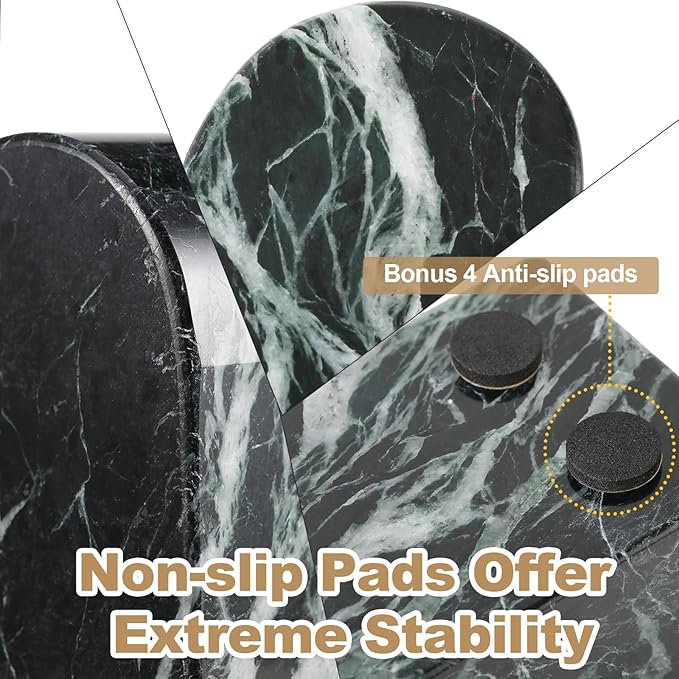 Koville Italian Natural Marble Bookends for Shelves, Decorative Book Ends, 7lbs Heavy-Duty Marble Book Holders, Bookshelf Apartment Decor for Normal Books/CD/Video Games(Verde Remeggiato)