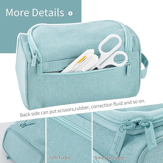 HVOMO Big Capacity Pencil Case High Large Storage Pouch Marker Pen Case Travel Simple Stationery Bag School College Office Organizer for Teens Girls Adults Student（Green）