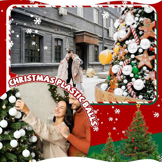 20 Pcs Christmas Ball Ornaments 4 Inch UV Resistant and Waterproof Shatterproof Shiny Plastic Christmas Tree Hanging Ornaments Decoration for Indoor Outdoor Holiday Party(Glossy White)