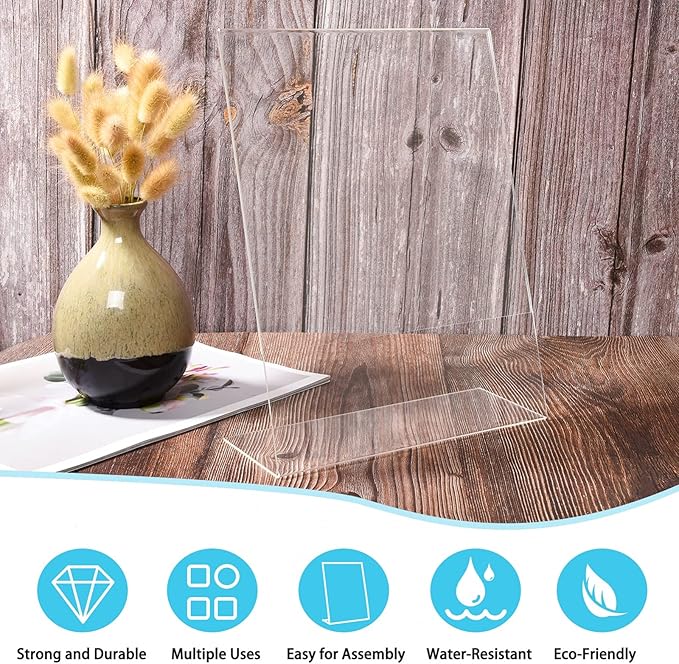 Acrylic Sign Holder 6 Pack 8.5x11 Slant Back Acrylic Stands for Display Plexiglass Clear Acrylic Display Stands for Ad Frame, Picture Photo Frames, Promotions, Restaurants, Office, Store, Home
