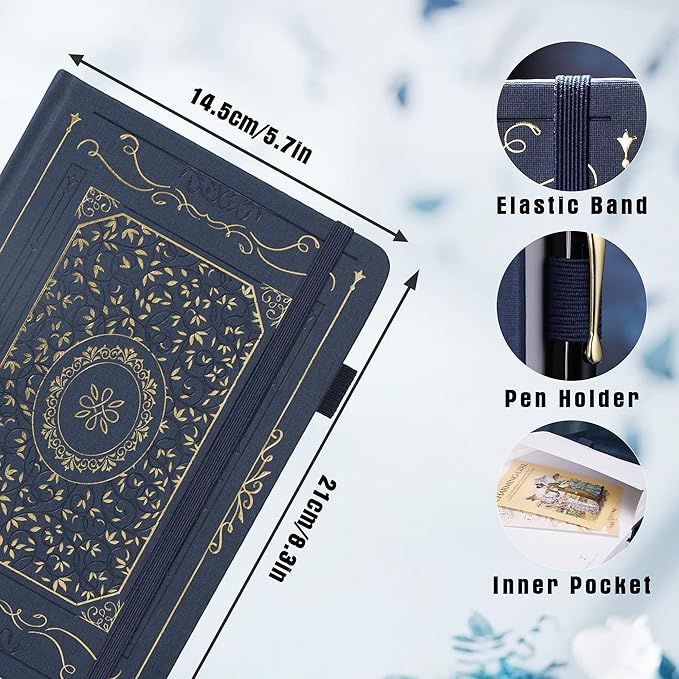 TIEFOSSI Dotted Notebook, 160gsm Thick Paper, Hardcover Dot Grid Journals for Women Men, 192 pages, for Travel, School and Office Use