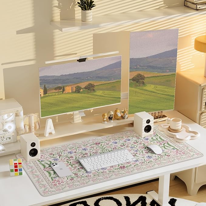 iCasso Desk Mat for Keyboard and Mouse, Large Mouse Pad, Desk Pad Mat, Anti-Slip Big Mousepad with Stitched Edges for Computer Desktop(Purple)