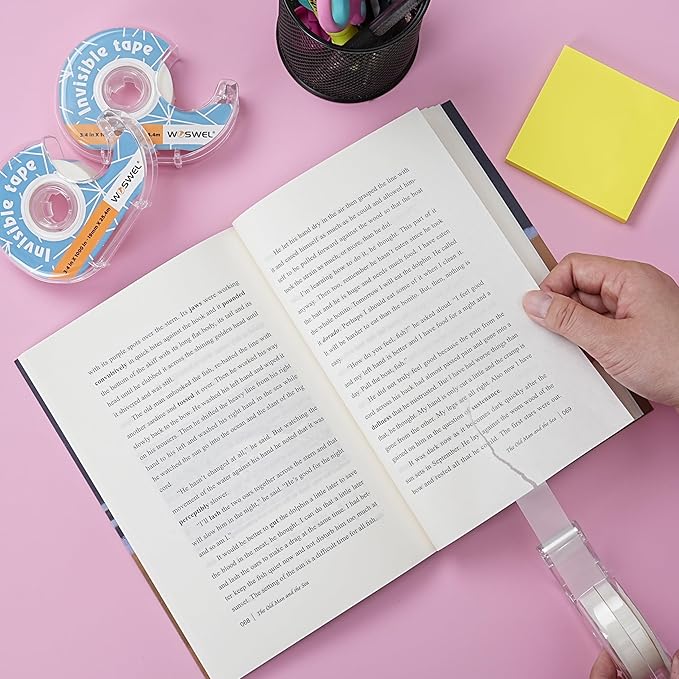 Tape Refills with Dispenser, 24 Roll Invisible Tapes, 3/4 Inch X 1000 in, Gift Wrapping Tapes Back to School Supplier for Home School Office Use