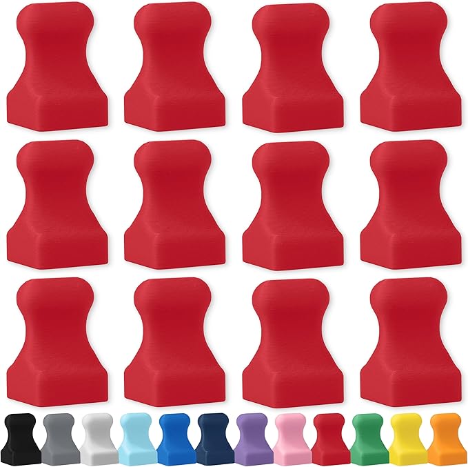 Glassboard Studio MiniPawn Magnet - Strong Neodymium Rare Earth Magnets for Fridge, Whiteboard, Locker & Magnetic Glassboards - Ideal for Crafting & Office Use - Strong Fridge Magnets (Cherry Red, 12)