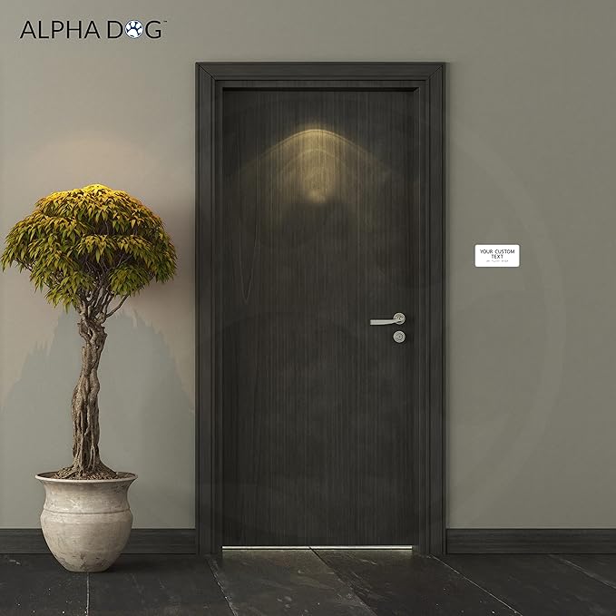 ALPHA DOG ADA SIGNS Custom ADA Compliant Braille Sign, 4"x8" Room Identification Plaque, Tactile Text, Raised Letters, Personalized 2-Line, Indoor/Outdoor, USA-Made (White)