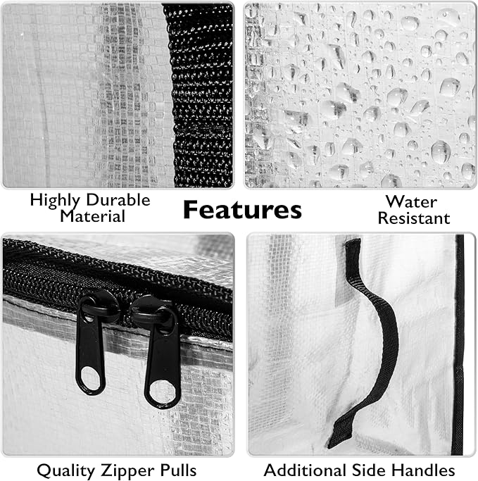 ClearSpace Oversized Moving Bags or Storage Bag – Large Moving Boxes with Backpack Straps, Zippers & Handles – Heavy-Duty Packing Bags for Moving, College Dorm, Christmas Decorations, 6 Pack