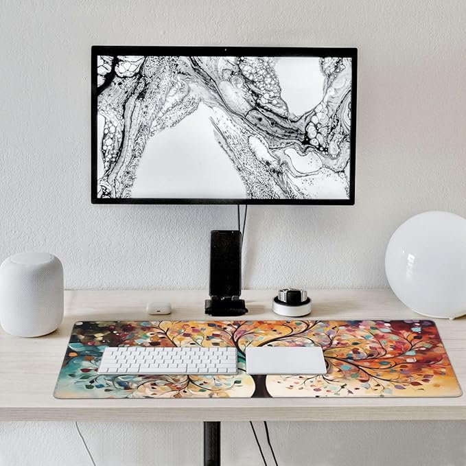 35.4 x 15.7 in, XXL Large Mouse Pad for Desk, Extended Keyboard Mouse Mat for Computer Office, Big Laptop Mouse pad, Gaming Pc-Colorful Leaf Tree