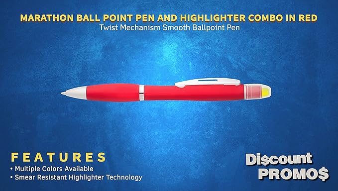 DISCOUNT PROMOS 10 Marathon Gel Highlighter Pens Pack - Twist Mechanism, Ballpoint - Red