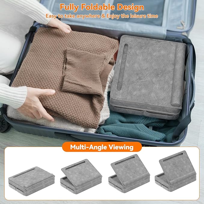 KDD Laptop Lap Desk with Cushion, Laptop Table with Storage for Bed & Sofa, Adjustable Lap Pillow Stand with Anti-Slip Strip & Cell Phone/Tablet Slot for Home Office College