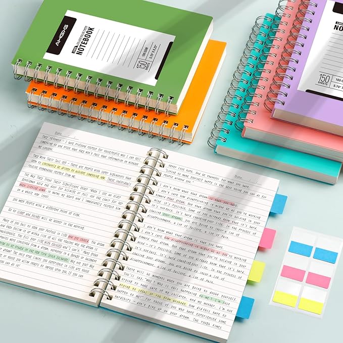 AHGXG Spiral Notebook - A5 Notebook College Ruled, Small 5.7" X 8.22", 300 Pages Thick Notebook Journal, 100GSM Lined Paper, Plastic Hardcover, for Work Office School Writing Notes, Lake Blue