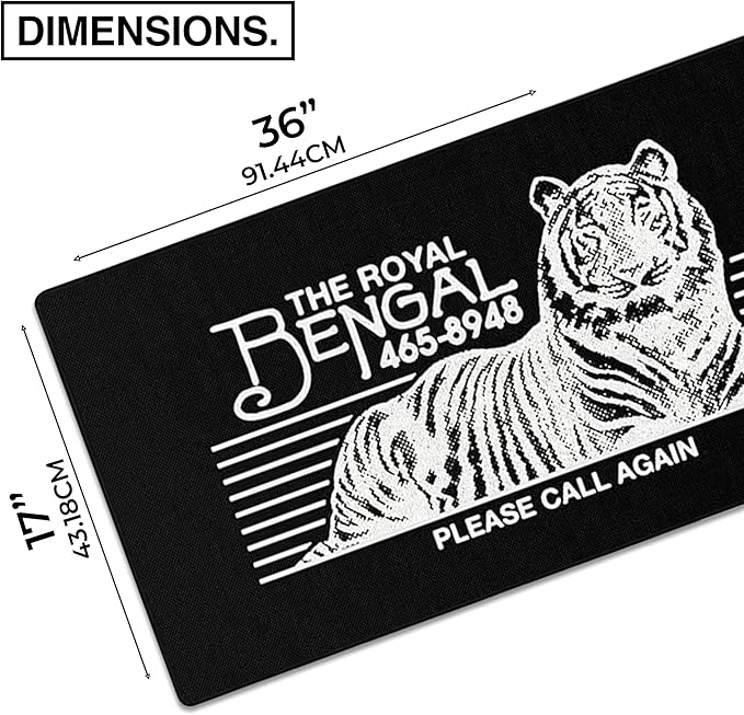 MPCO. OZGMX Large Gaming Desk Pad - 36" x 17" Duraglyde Fabric Royal Bengal Black Desk Mats - Washable, Smooth Glide for Precision Gaming & Work