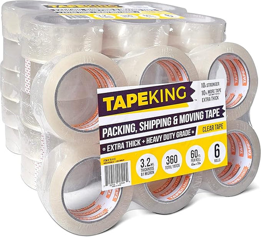 Tape King Clear Packing Tape Super Thick - 60 Yards Per Roll (Case of 36 Rolls) - Strong 3.2mil, Heavy Duty Adhesive Commercial Depot Tape for Moving, Sealing, Packaging Shipping, Office & Storage