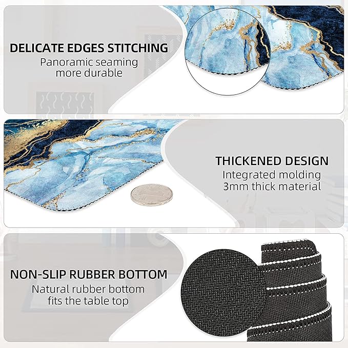 LATEEFAH Large Mouse Pad and Keyboard Wrist Rest, Desk Pad for Keyboard and Mouse, Extended Gaming Mouse Pad with Wrist Support, Waterproof Non-Slip Desk Mouse Mat for Office, Home