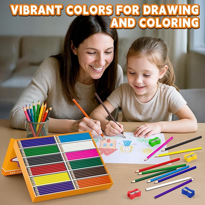 432 Count Colored Pencils Bulk, Colored Pencils for Kids, Pre-sharpened Color Pencils Set 12 Colors, Coloring Pencil Bulk for Teachers School Supplies, Back to School Classroom Prizes Gifts
