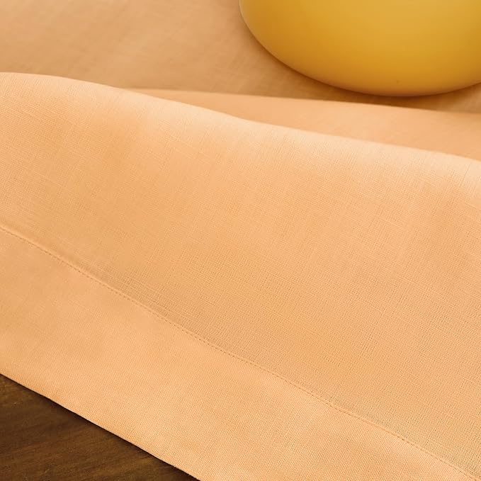 Solino Home Linen Peach Table Runner 48 Inches - 100% Pure Linen Short Table Runner 14 x 48 Inch Ideal for Dresser and Coffee Tables - Fete
