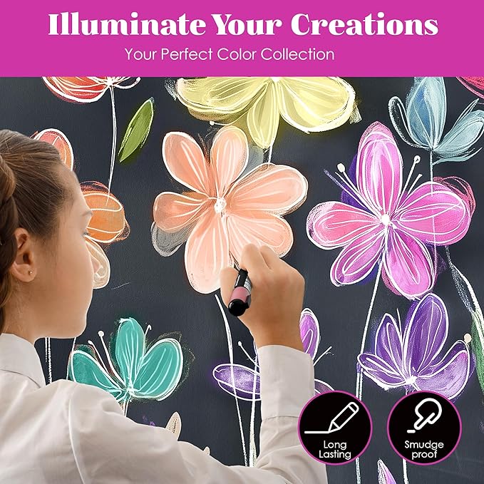 Loddie Doddie Liquid Chalk Markers Fine Tip - 8 Pack Macaron Pastel 1mm - Erasable Low-Odor Ink For Chalkboard & Dry Erase Markers - Non-Toxic Smudge-Proof