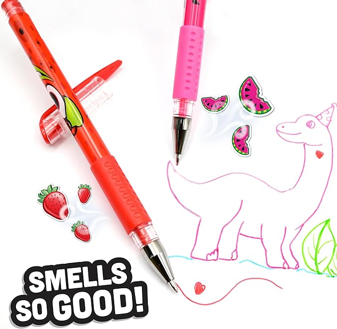 Scentos Scented Gel Pens for Kids - Assorted Colorful Pens - Fine Point Gel Pen Set - For Ages 3 and Up - 24 Count