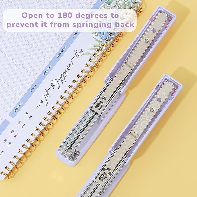 Temiary Morandi Desktop Stapler with 400 Standard Staples, 25 Sheet Capacity, Jam Free, No Effort Staplers for Classroom Office (Purple)