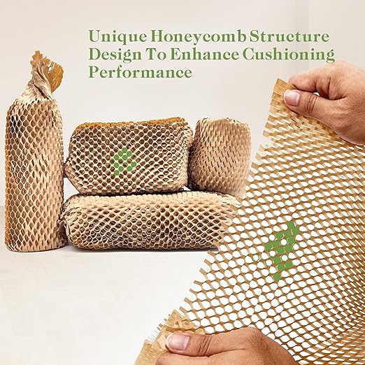 Honeycomb Packing Paper, 15" x 168' Honeycomb Cushioning Wrap Roll for Moving Shipping Packaging Gifts, Recyclable Honeycomb Paper Moving Supplies Bubble Paper Wrapping Protective Roll