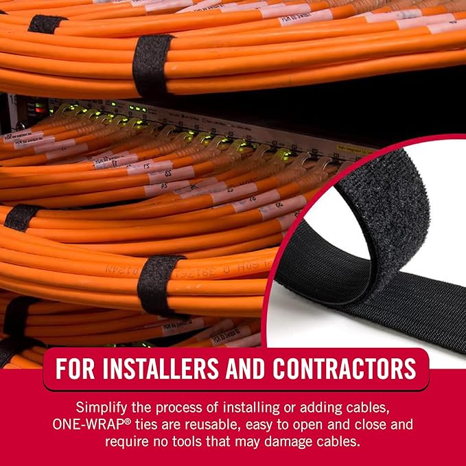 VELCRO Brand Cut to Length Straps Heavy Duty | 45 Ft x 3/4 in | ONE-WRAP Self-Gripping Double Sided Roll | Bundling Ties Fasten to Themselves for Secure Hold, VEL-30834-AMS, Black