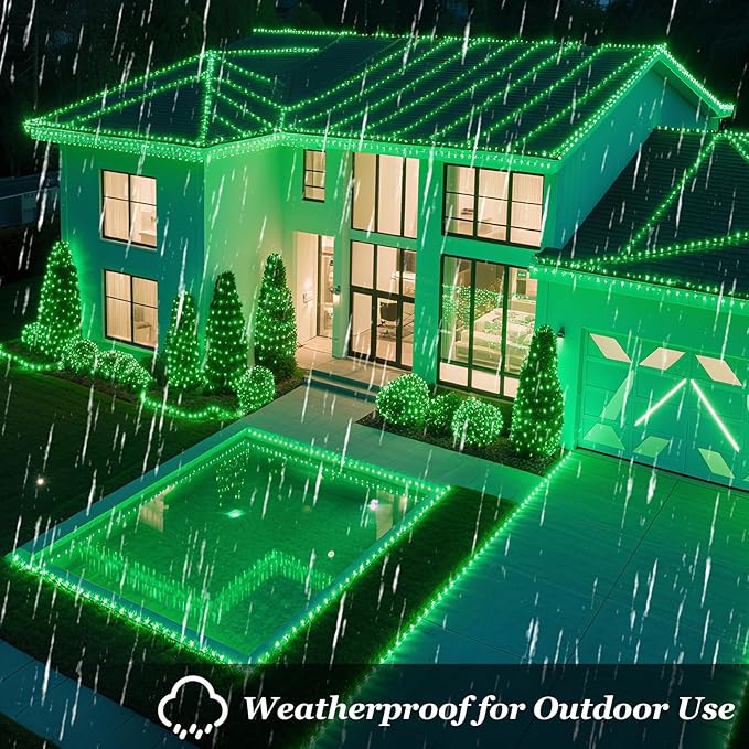 1500 LED Christmas Lights Outdoor with 12 Modes, 470FT Green Wire Christmas String Fairy Lights with Timer & Dimmable, Waterproof Twinkle Tree Lights for House Patio Party Wedding Xmas Decor, Green