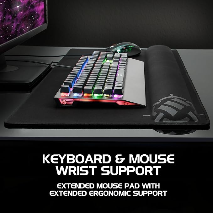 ENHANCE XXL Large Mouse Pad for Desk with 2XL Ergonomic Memory Foam Wrist Rest Support (31.5 x 13.78 x 1 inches) - Desk Pad with Anti-Fray Stitching & Soft Cushion Mat Surface, Designed in The U.S.