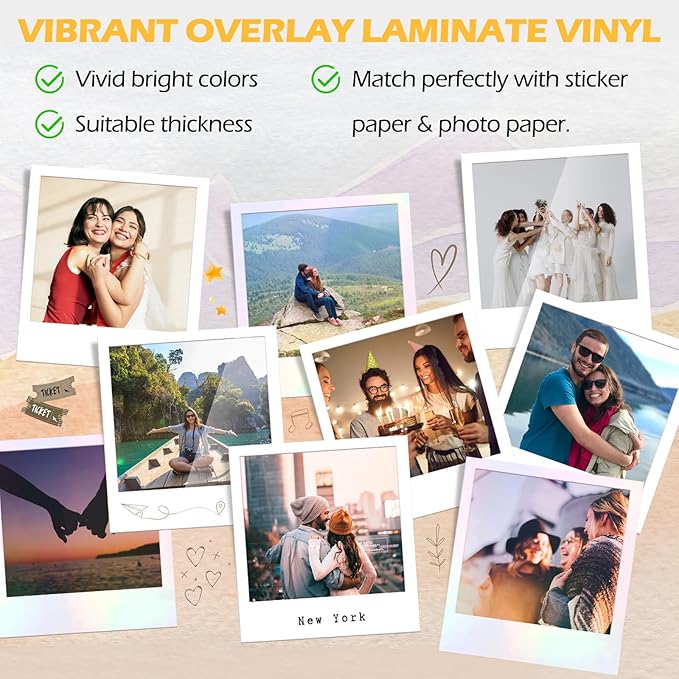 TECKWRAP Laminating Sheets Sticker Paper Laminate Sheets for Photo Paper Inkjet Printable Vinyl Squeegee Tools A4 30PCS Clear Overlay Transfer Paper, Matte Lamination Sheets, Holographic Stickers