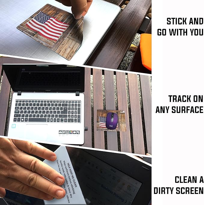 Adhesive Mouse Pad - Peel and Sticks to Any Surface - Easy Stick On Mouse Pad, Sticky for Any Surface - Excellent Tracking - USA Heartland